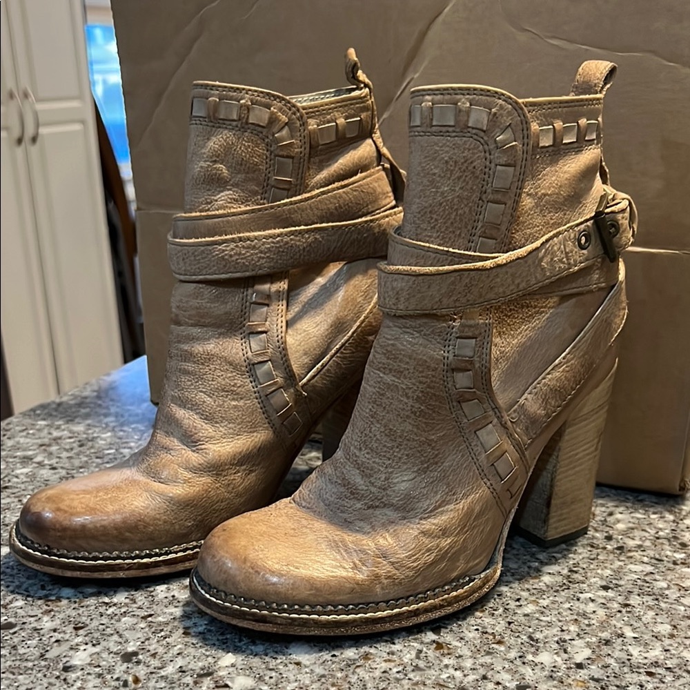 Free people high heel, leather booties.